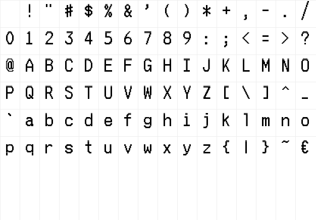 bitMatrix-J1 character map